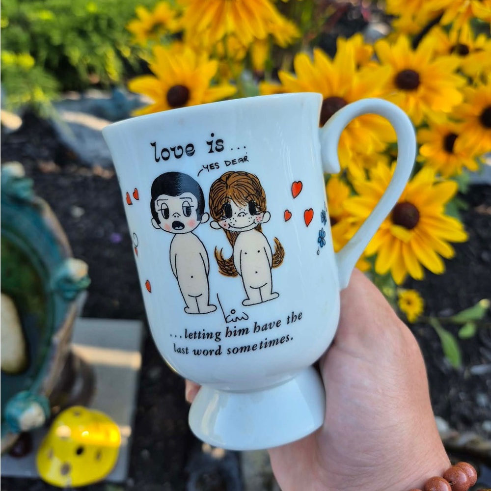 1972 Kim Casali "Love Is..." Footed Coffee Mug - George Good Corp LA Times